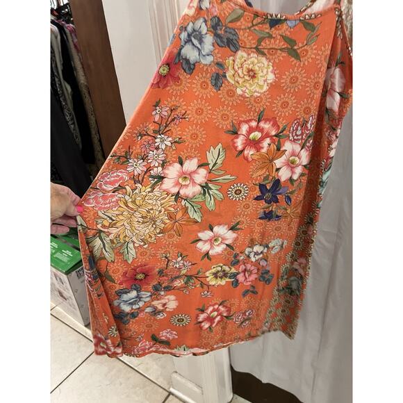 Johnny Was Orange Whistle Floral Slip Dress Sz M As Is - Picture 4 of 7